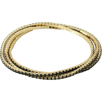 Panacea Set Of 3 Crystal Stretch Bracelets In Green