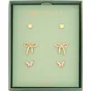 Panacea Set Of 3 Flower Stud Earrings In Gold