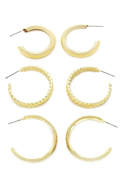 Panacea Set Of 3 Hoop Earrings In Gold