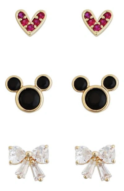 Panacea Set Of 3 Mickey Mouse Stud Earrings In Brown