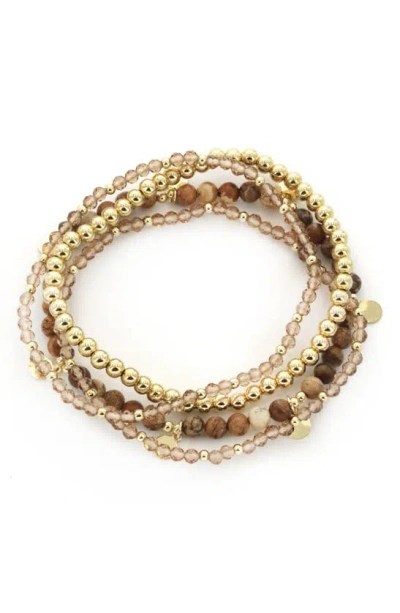 Panacea Set Of 4 Beaded Stretch Bracelets In Brown