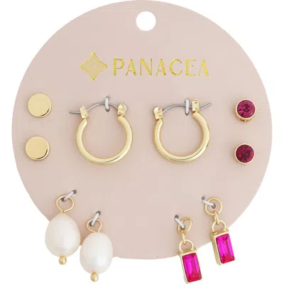 Panacea Set Of 5 Stud, Charm & Huggie Hoop Earrings In Gold