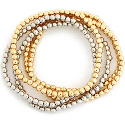 Panacea Set Of 5 Two-tone Beaded Stretch Bracelets In Multi