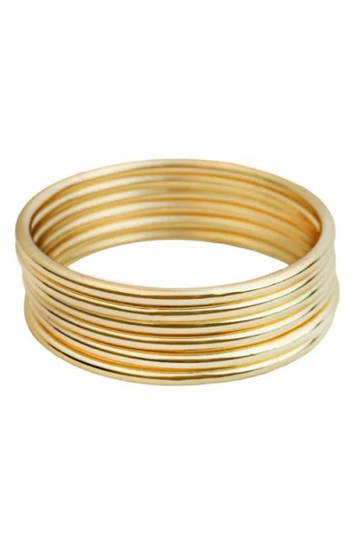 Panacea Set Of 6 Skinny Tube Bangles In Gold
