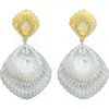Panacea Shell & Freshwater Pearl Drop Earrings In Two Tone