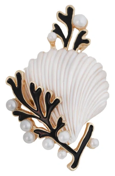 Panacea Shell Brooch In White