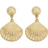 Panacea Shell Drop Earrings In Gold