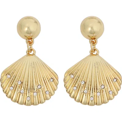 Panacea Shell Drop Earrings In Gold
