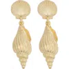 Panacea Shell Drop Earrings In Gold