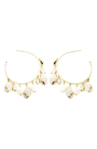 Panacea Shell Hoop Earrings In Gold