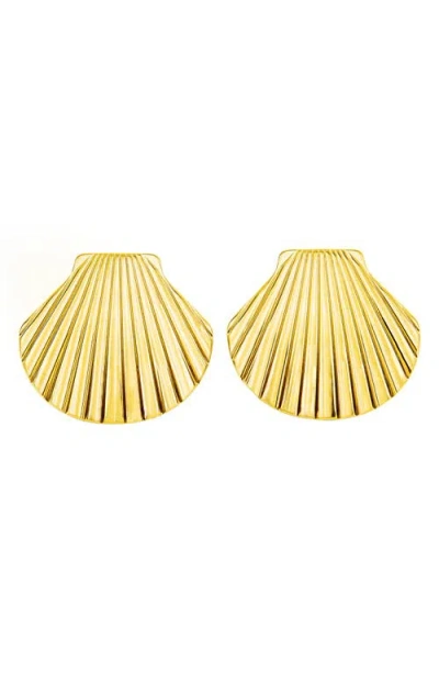 Panacea Shell Stud Earrings In Gold