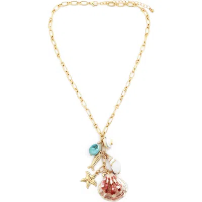 Panacea Shells Charm Necklace In Gold