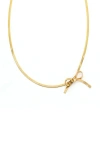 Panacea Snake Chain Bow Necklace In Gold