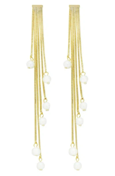 Panacea Snake Chain Pearl Drop Earrings In Gold