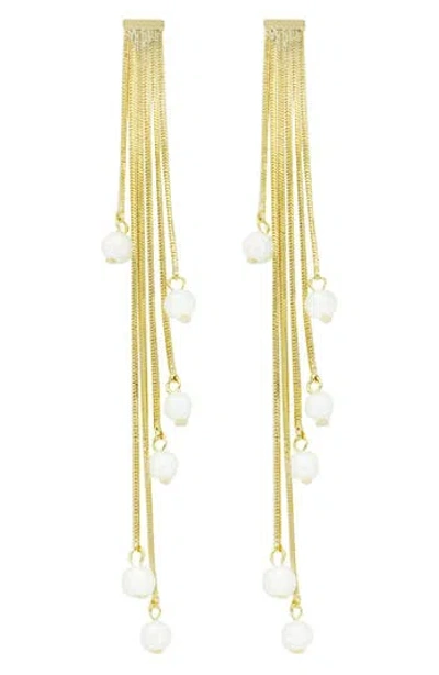 Panacea Snake Chain Pearl Drop Earrings In Gold