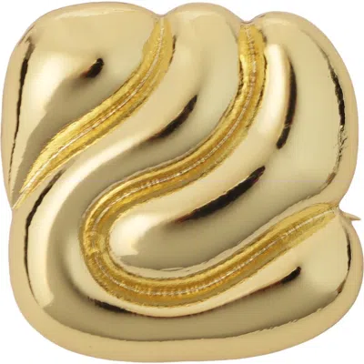 Panacea Square Swirl Brooch In Gold