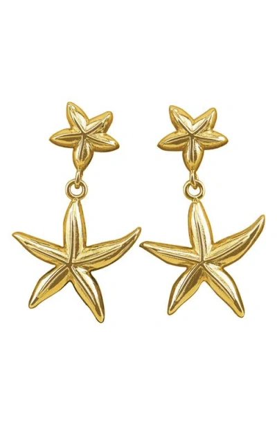 Panacea Star Fish Drop Earrings In Gold