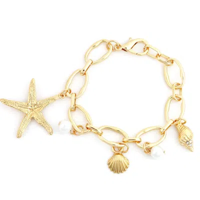 Panacea Starfish Charm Bracelet In Gold