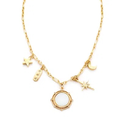 Panacea Stars & Moon Charm Necklace In Gold