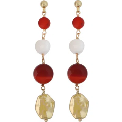 Panacea Stone & Pearl Linear Drop Earrings In Orange