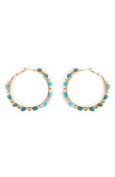 Panacea Stone Beaded Hoop Earrings In Multi