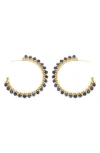 Panacea Stone Beaded Hoop Earrings In Gold