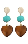 Panacea Stone Drop Earrings In Brown
