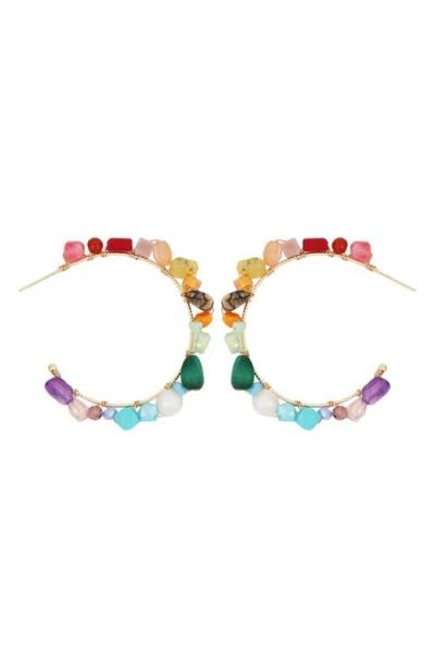 Panacea Stone Lined Hoop Earrings In Multi