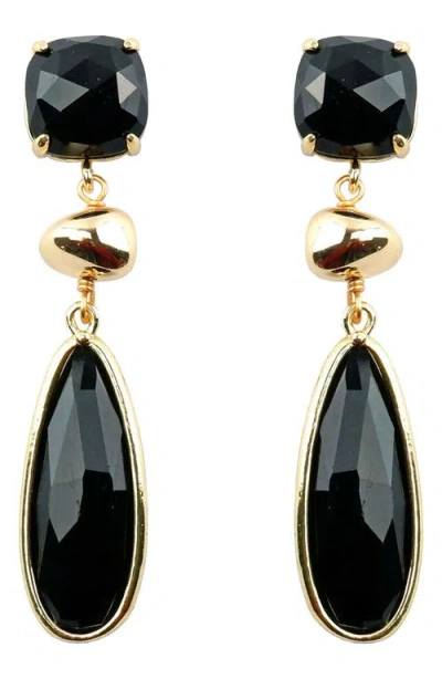Panacea Stone Teardrop Earrings In Black