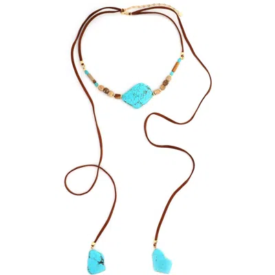 Panacea Suede & Turquoise Necklace In Blue