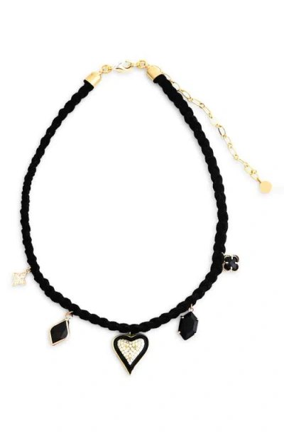 Panacea Suede Charms Necklace In Black