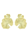 Panacea Sunburst Deco Earrings In Gold