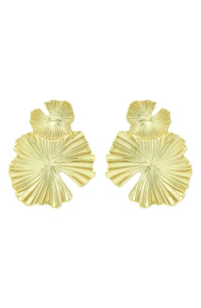 Panacea Sunburst Deco Earrings In Gold