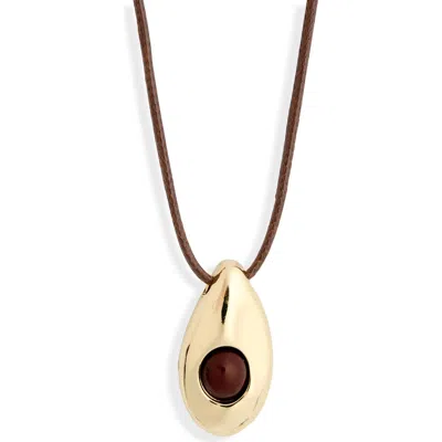 Panacea Teardrop Pendant Necklace In Brown