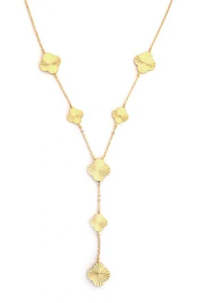 Panacea Textured Clover Y-necklace In Gold