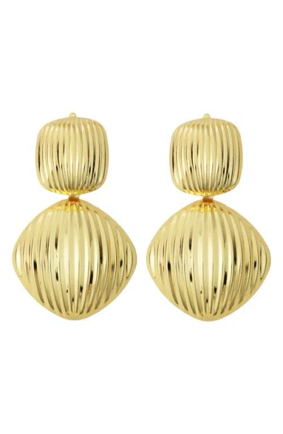 Panacea Textured Double Circle Drop Earrings In Gold