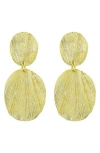 Panacea Textured Double Circle Drop Earrings In Gold