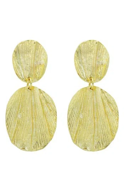 Panacea Textured Double Circle Drop Earrings In Gold