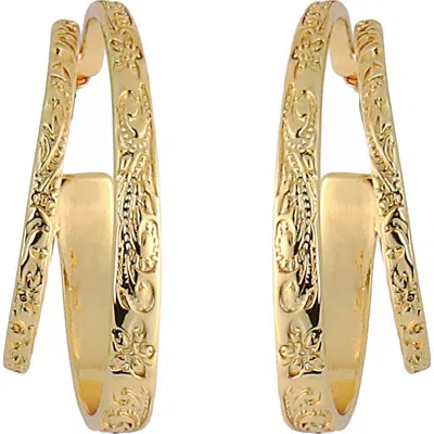 Panacea Textured Double Hoop Earrings In Gold