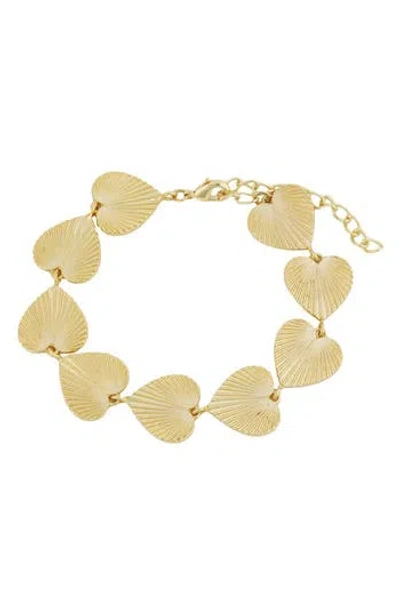 Panacea Textured Heart Chain Bracelet In Gold