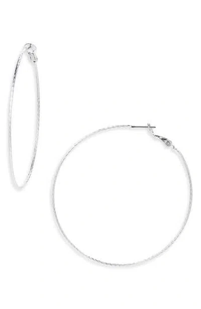 Panacea Textured Hoop Earrings In Silver