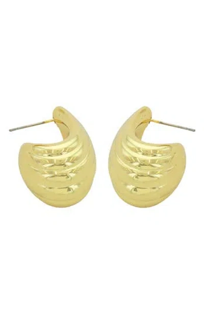Panacea Textured J Hoop Earrings In Gold