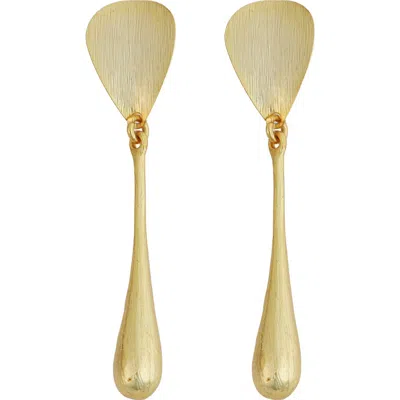 Panacea Textured Linear Teardrop Earrings In Gold