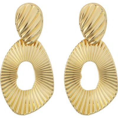 Panacea Textured Open Circle Drop Earrings In Gold