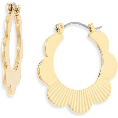 Panacea Textured Scallop Hoop Earrings In Gold