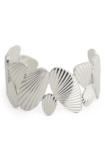 Panacea Textured Shell Cuff Bracelet In Silver
