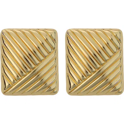 Panacea Textured Square Earrings In Gold