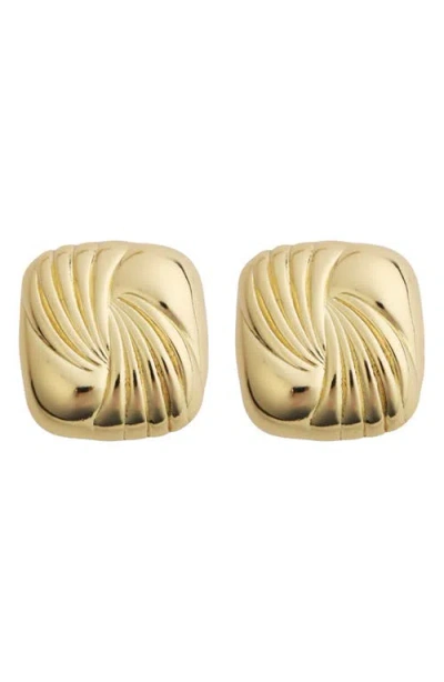 Panacea Textured Square Stud Earrings In Gold
