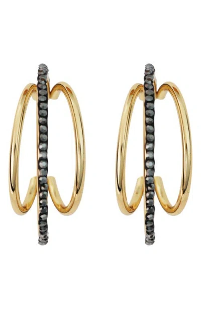 Panacea Triple Row Hoop Earrings In Hematite