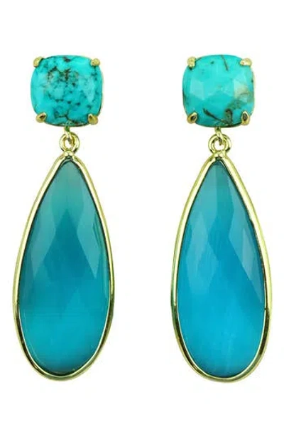 Panacea Turquoise & Crystal Teardrop Earrings In Green